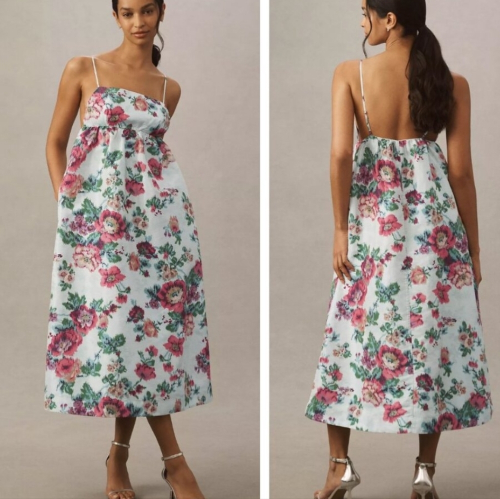 BHLDN x Anthropologie Sophia Apron-Top Jacquard Midi Dress